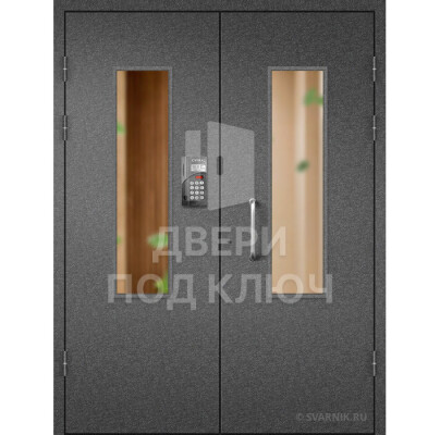 Входная подъездная дверь с окном и домофоном ДПК-13718
